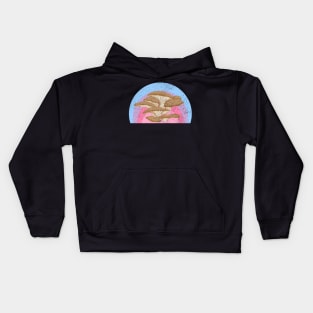 Colored Detailed Vintage Oyster Mushrooms Kids Hoodie